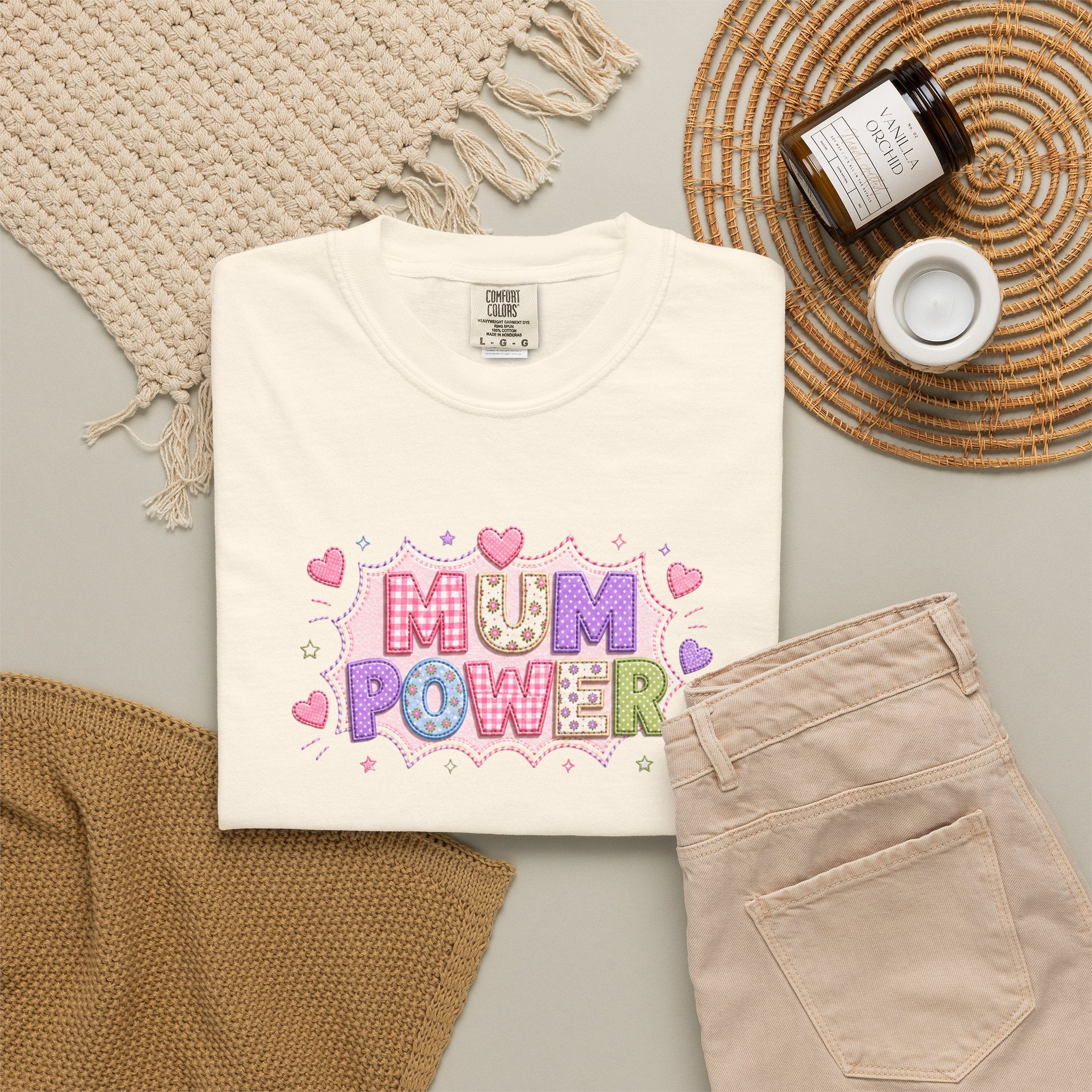 Mum Power T-Shirt — Cute Pink Heart Mothers Day Tee