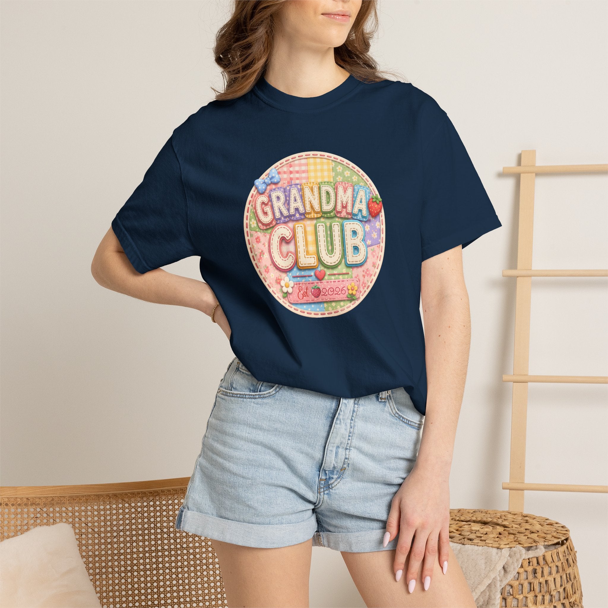 Grandma Club T-Shirt — Cute Retro Floral Badge Tee for Grandmothers