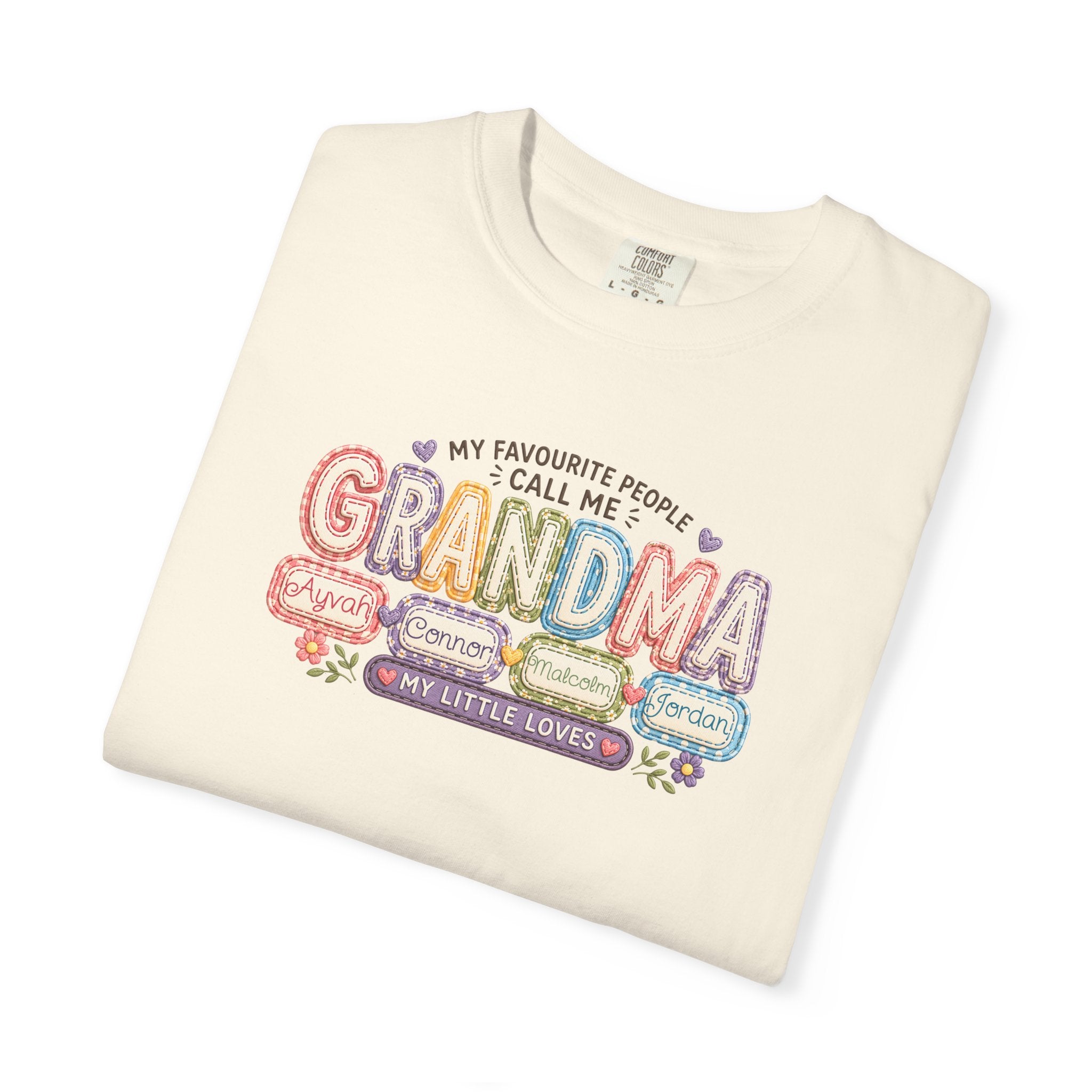 Grandma T-Shirt - My Favorite People Call Me Grandma (Cute Floral Retro Design)