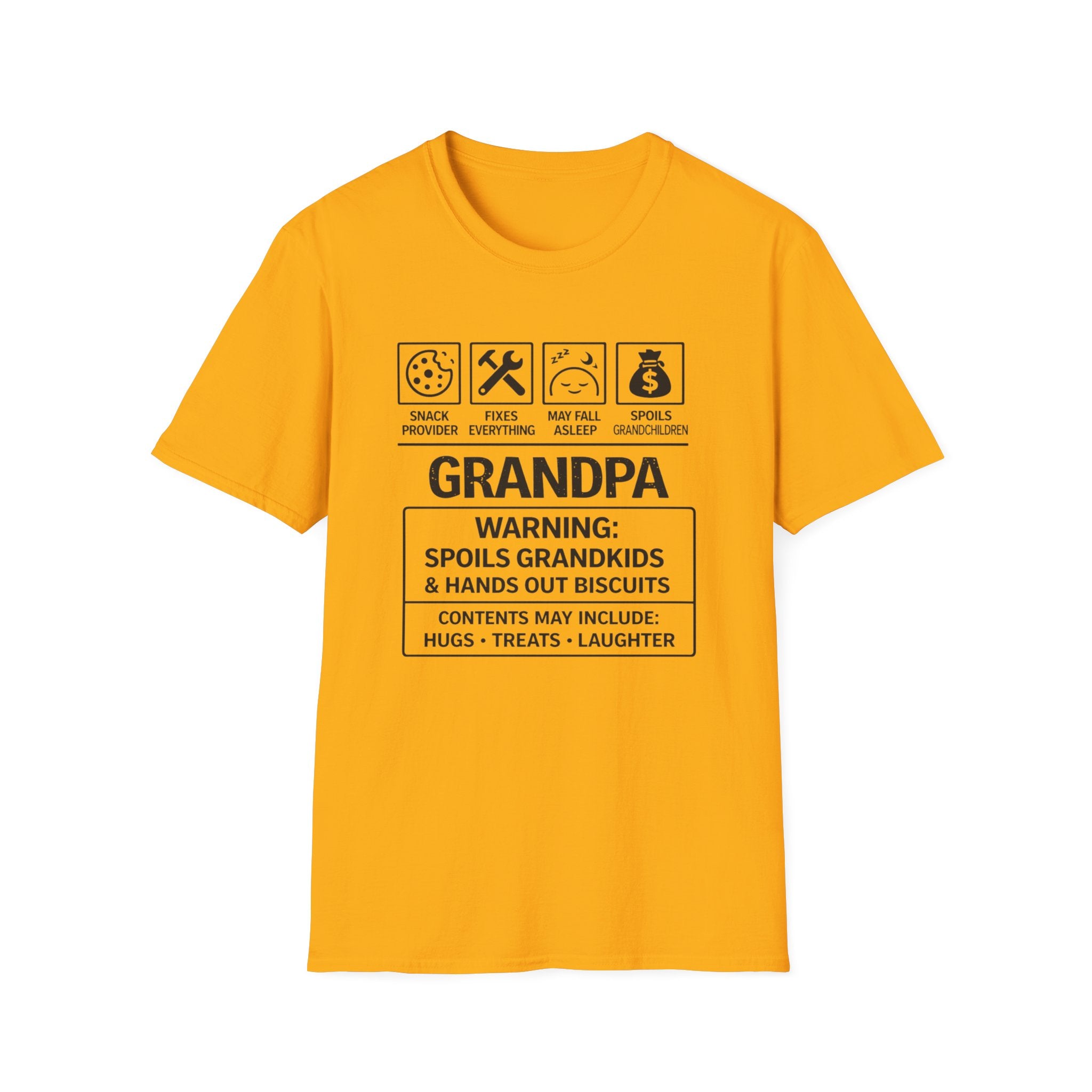Grandpa Warning T-Shirt — "Spoils Grandkids & Hands Out Biscuits" Funny Grandpa Gift