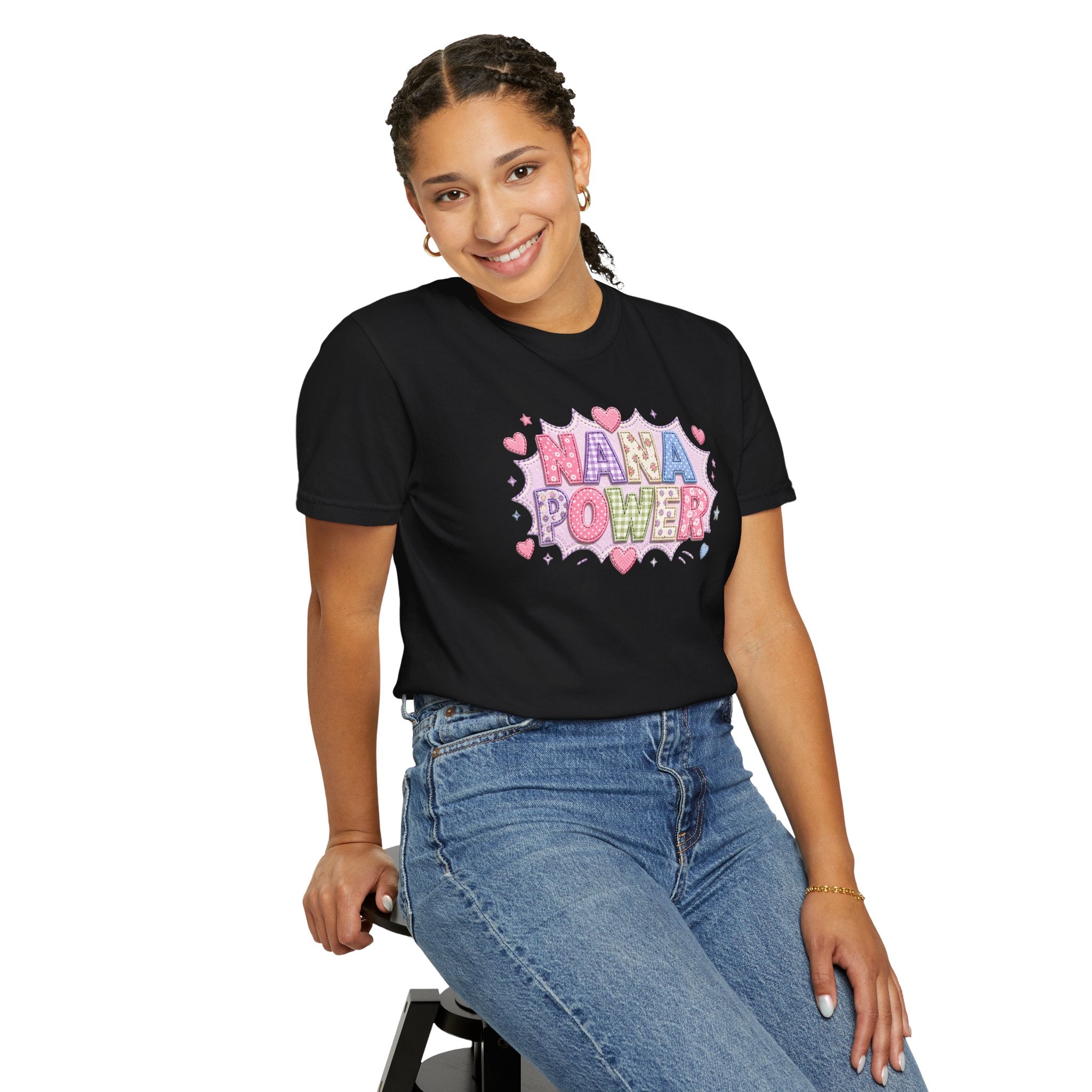 Nana Power T-Shirt — Playful Retro Heart Graphic for Grandmother Gifts