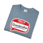 Hello My Name Is Grandmother T-Shirt - Retro Name Badge Tee for Moms & Grandmas