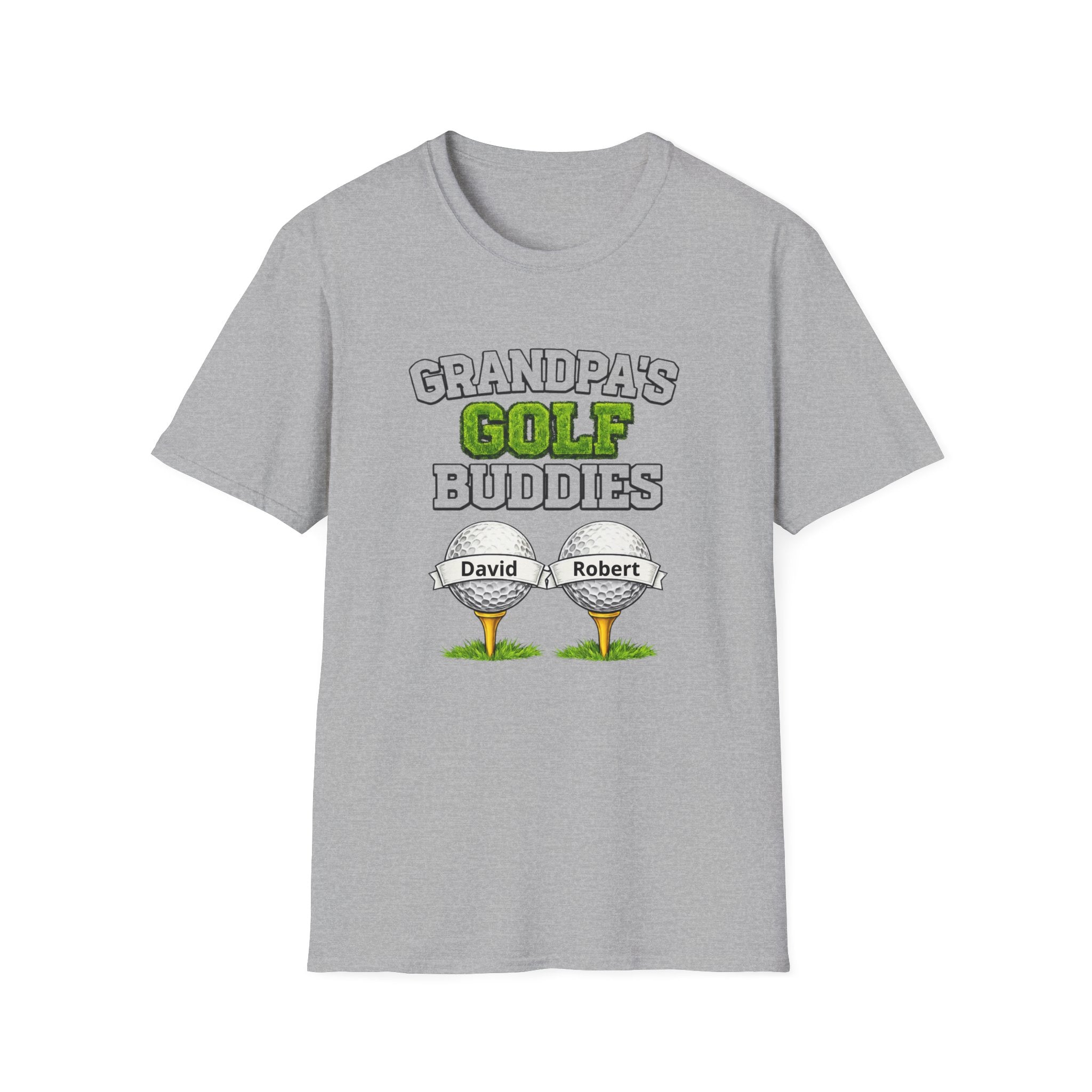 Grandpa’s Golf Buddies T-Shirt — Personalized Names on Golf Balls