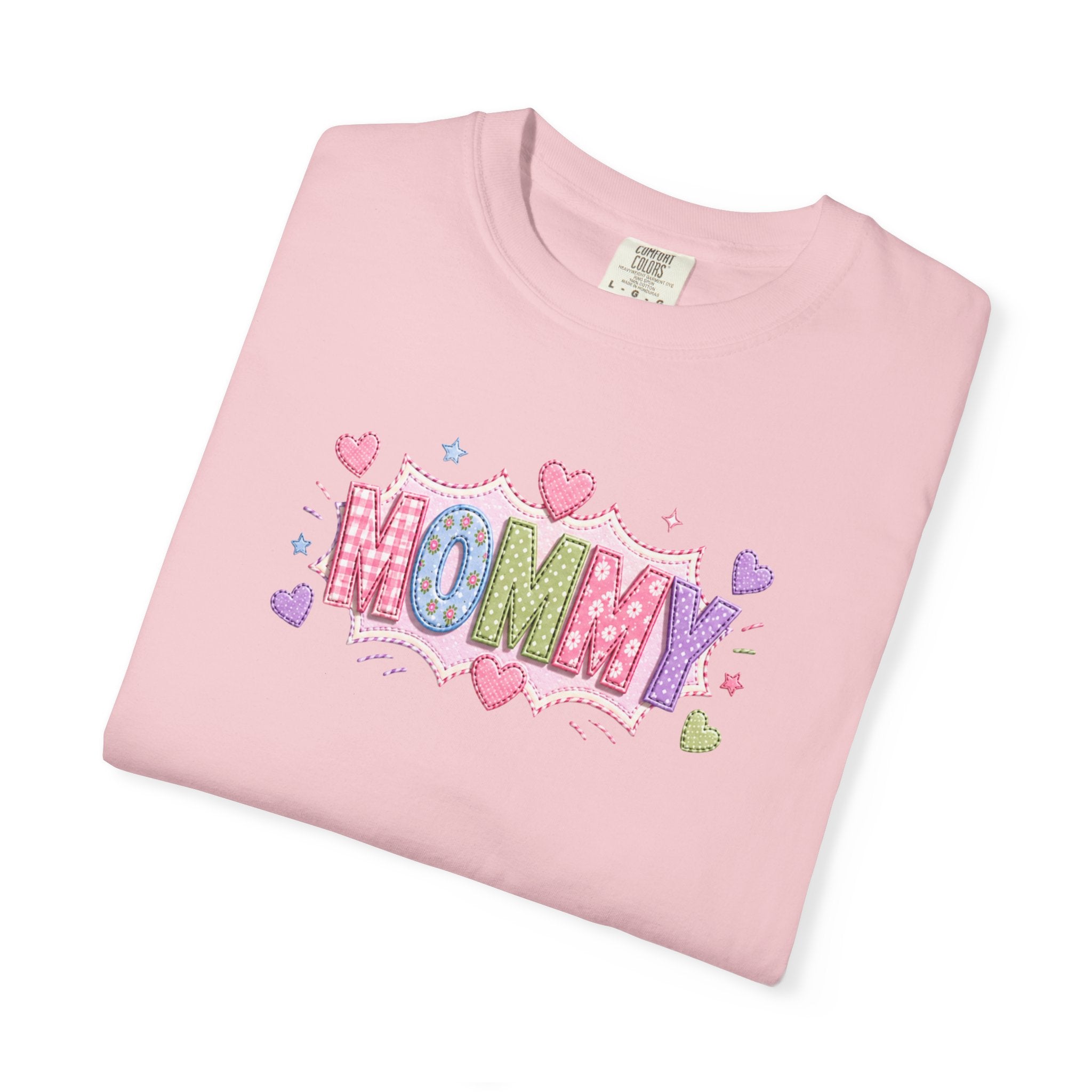 Mommy Hearts T‑Shirt — Cute Pastel 'MOMMY' Graphic Tee for Mother's Day & New Moms