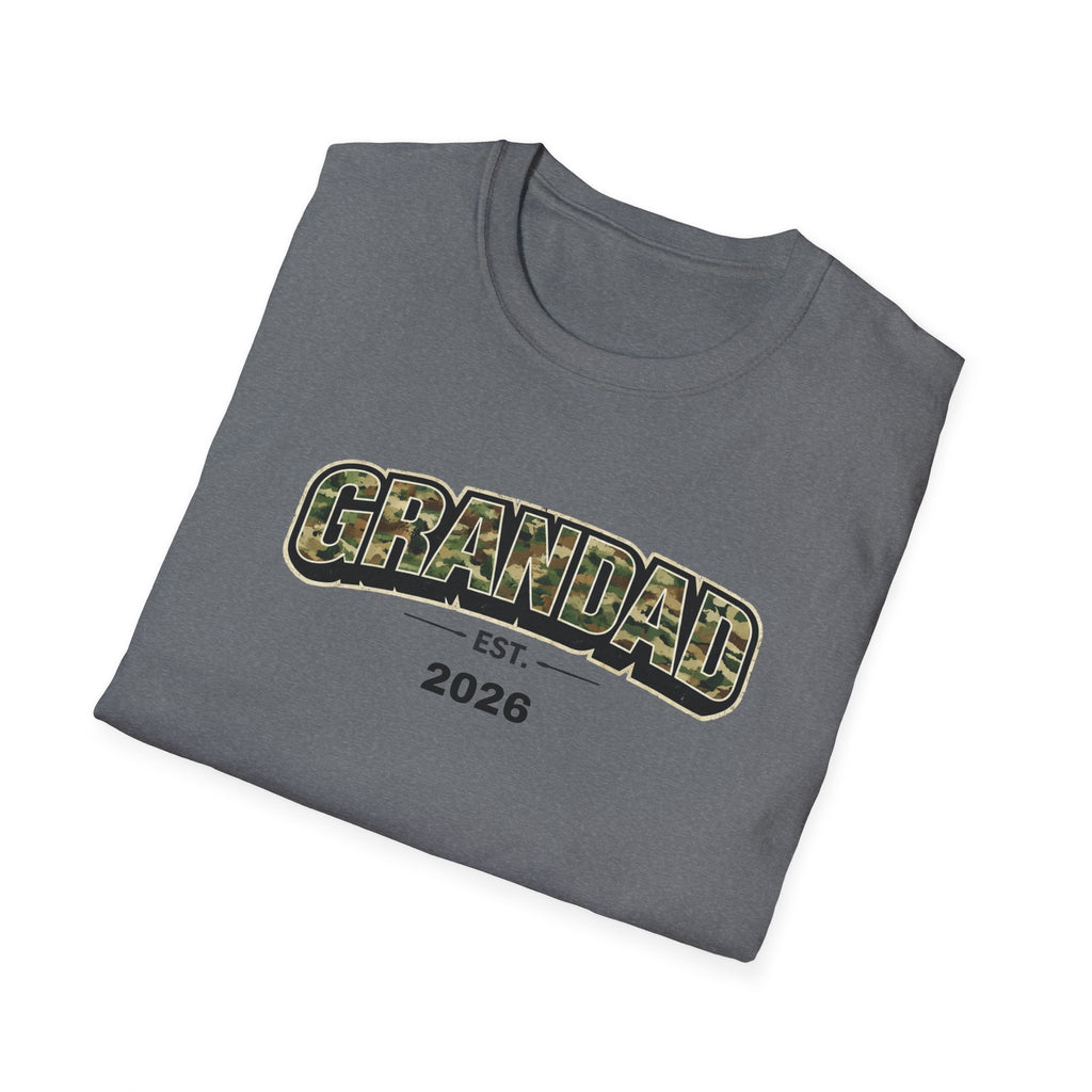 Granddad Est. 2026 T-Shirt — Camo Lettering Fathers Day Gift