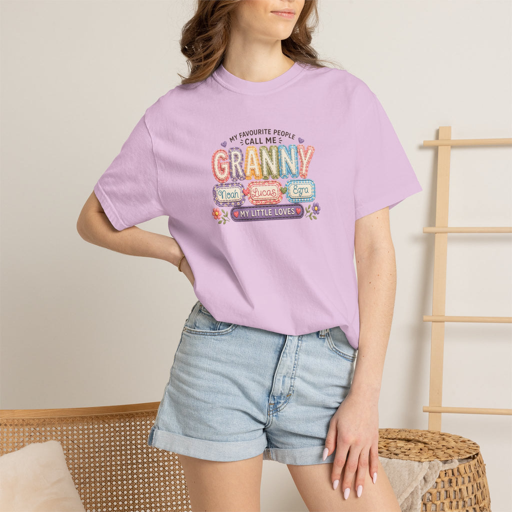 Granny Floral Retro Tee — "My Favourite People Call Me Granny"