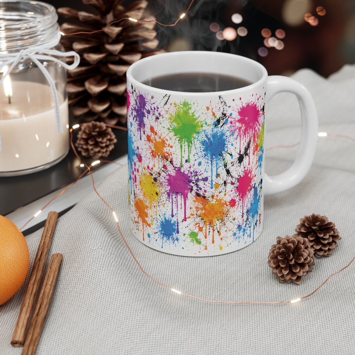 Dad Rainbow Splatter Mug — Personalised