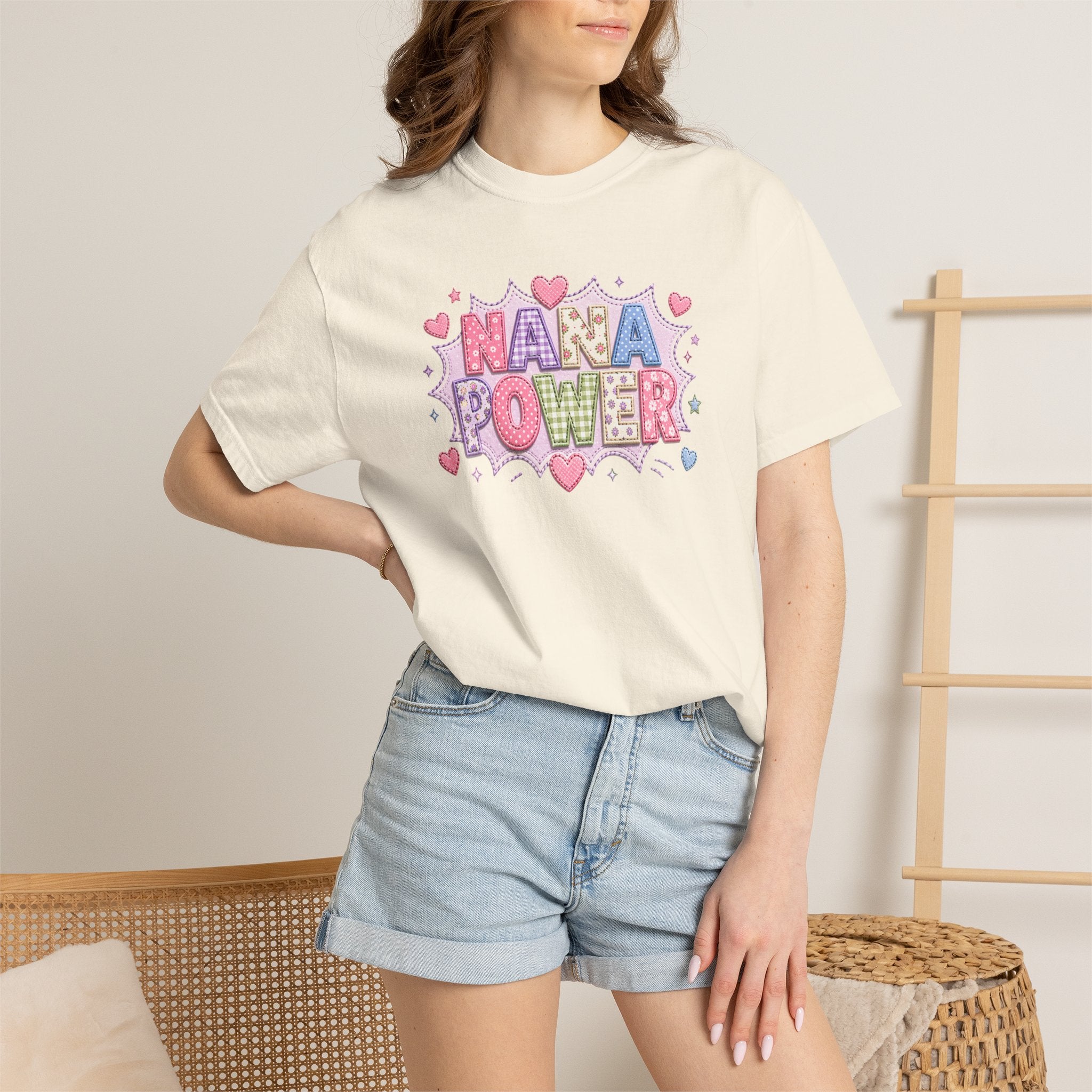 Nana Power T-Shirt — Playful Retro Heart Graphic for Grandmother Gifts