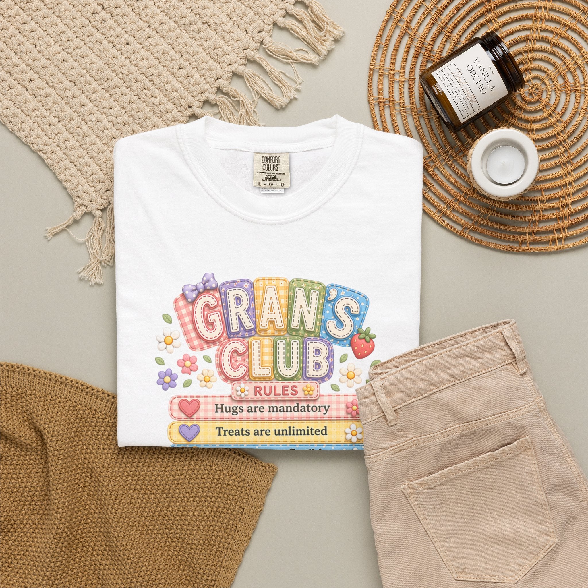 Grans Club Rules T-Shirt — Cute Floral Grandma Shirt, Funny Grandmother Gift for Mother's Day