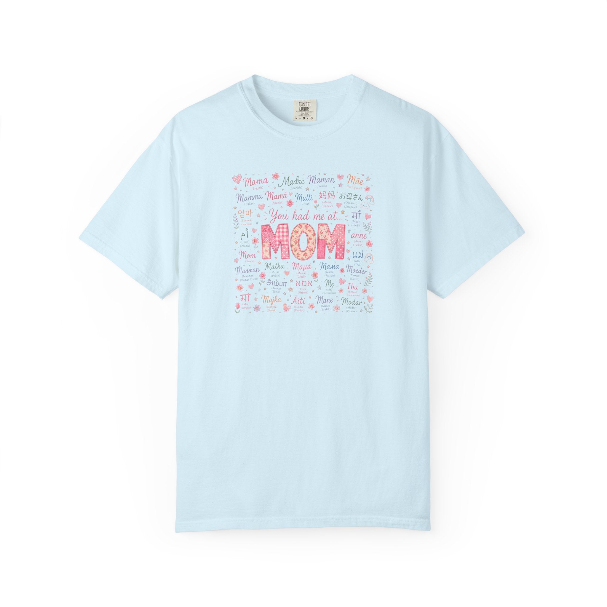 Mom Hearts Graphic T-Shirt — Cute Pink 'You had me at MOM' Mother's Day Tee