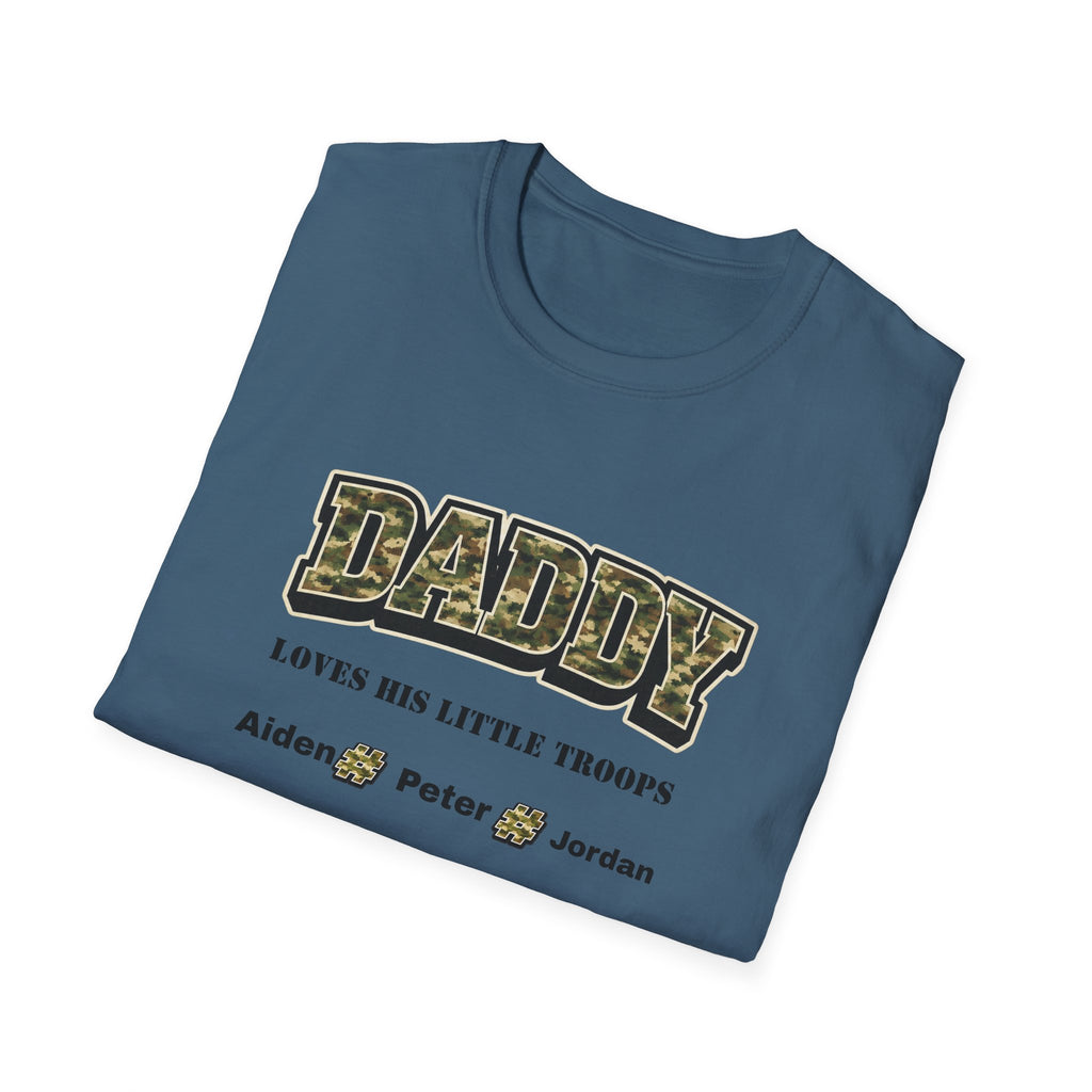 Daddy Loves His Little Troops Personalized Camo T-Shirt — Custom Name Father's Day Gift