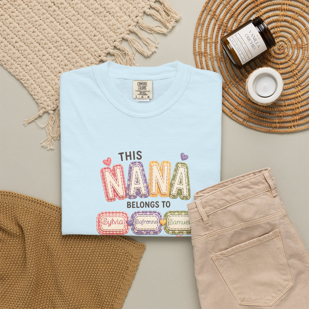 Nana Family Name T-Shirt — "This Nana Belongs To" Floral Grandma Gift