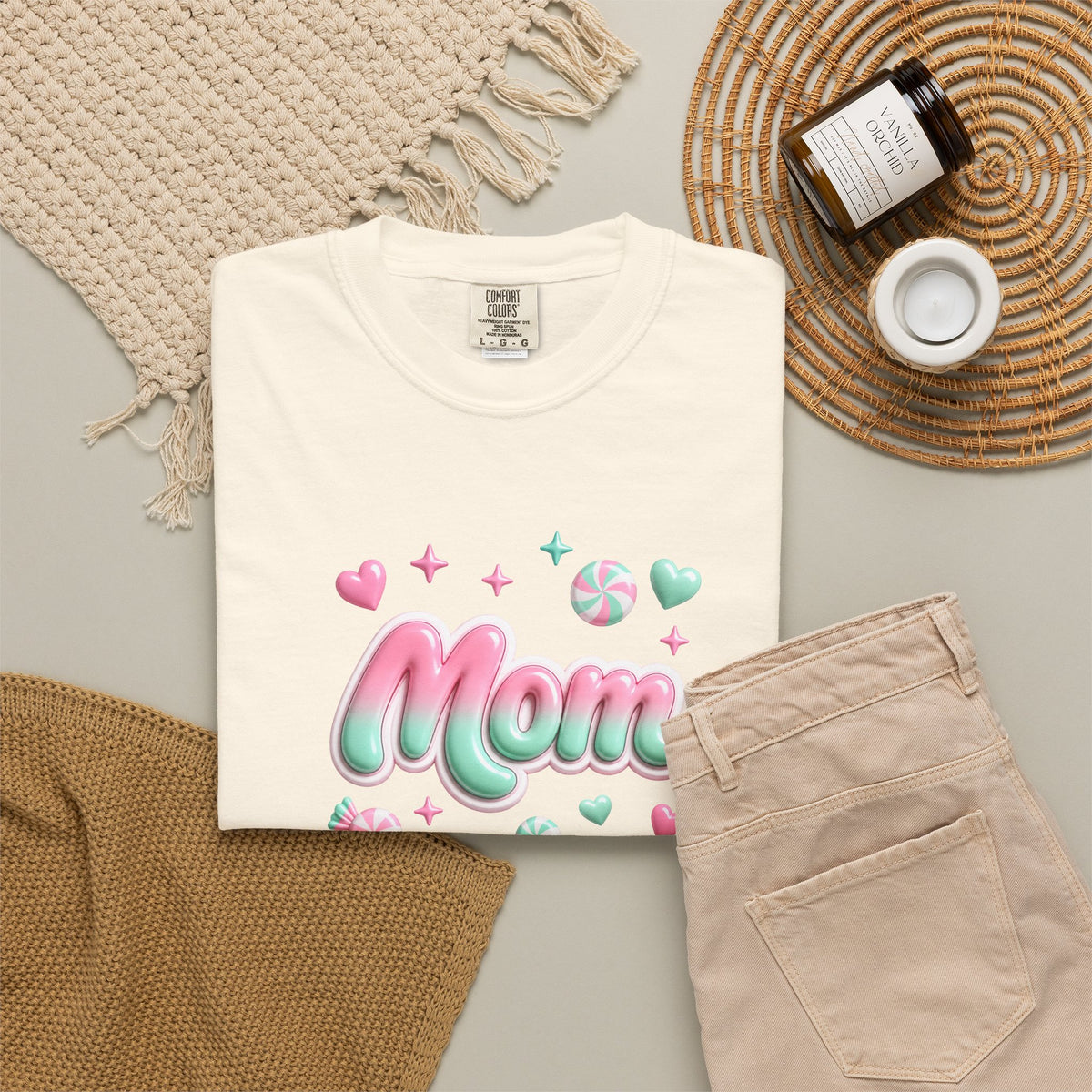Mom Pastel Candy Script T-Shirt
