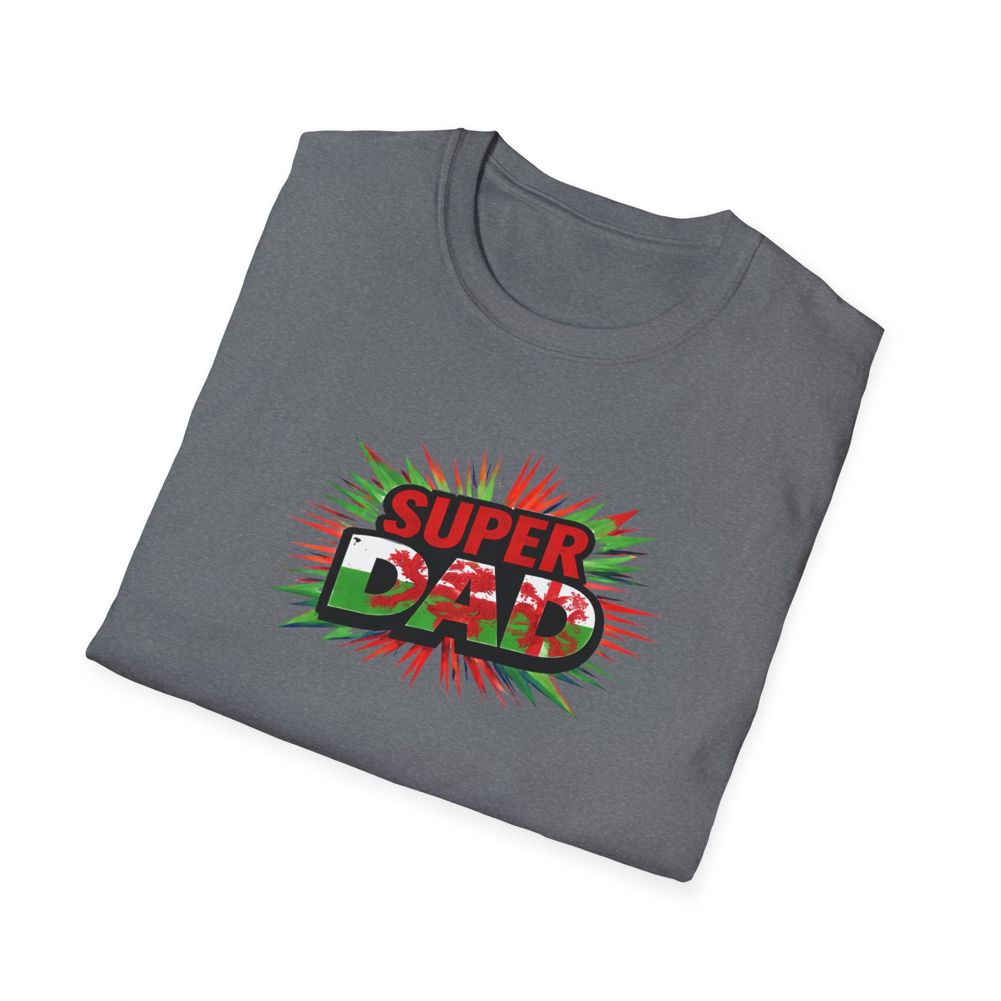 Super Dad Graphic T-Shirt — Wales Flag themed Retro Comic Father's Day Tee