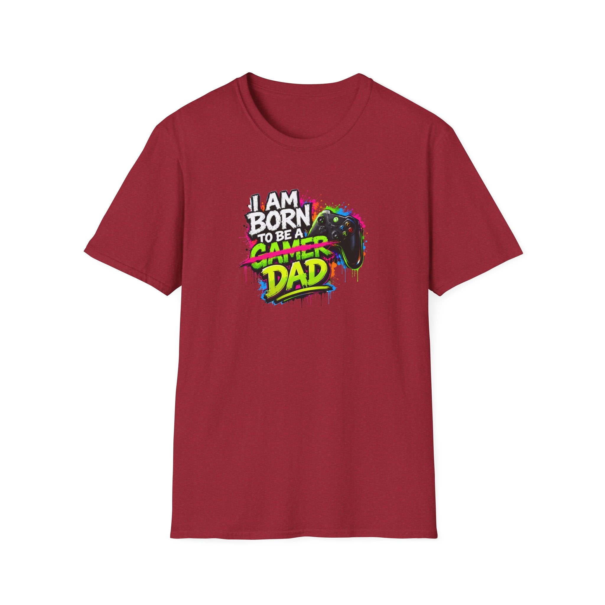 "I Am Born To Be A Gamer Dad" Neon T‑Shirt