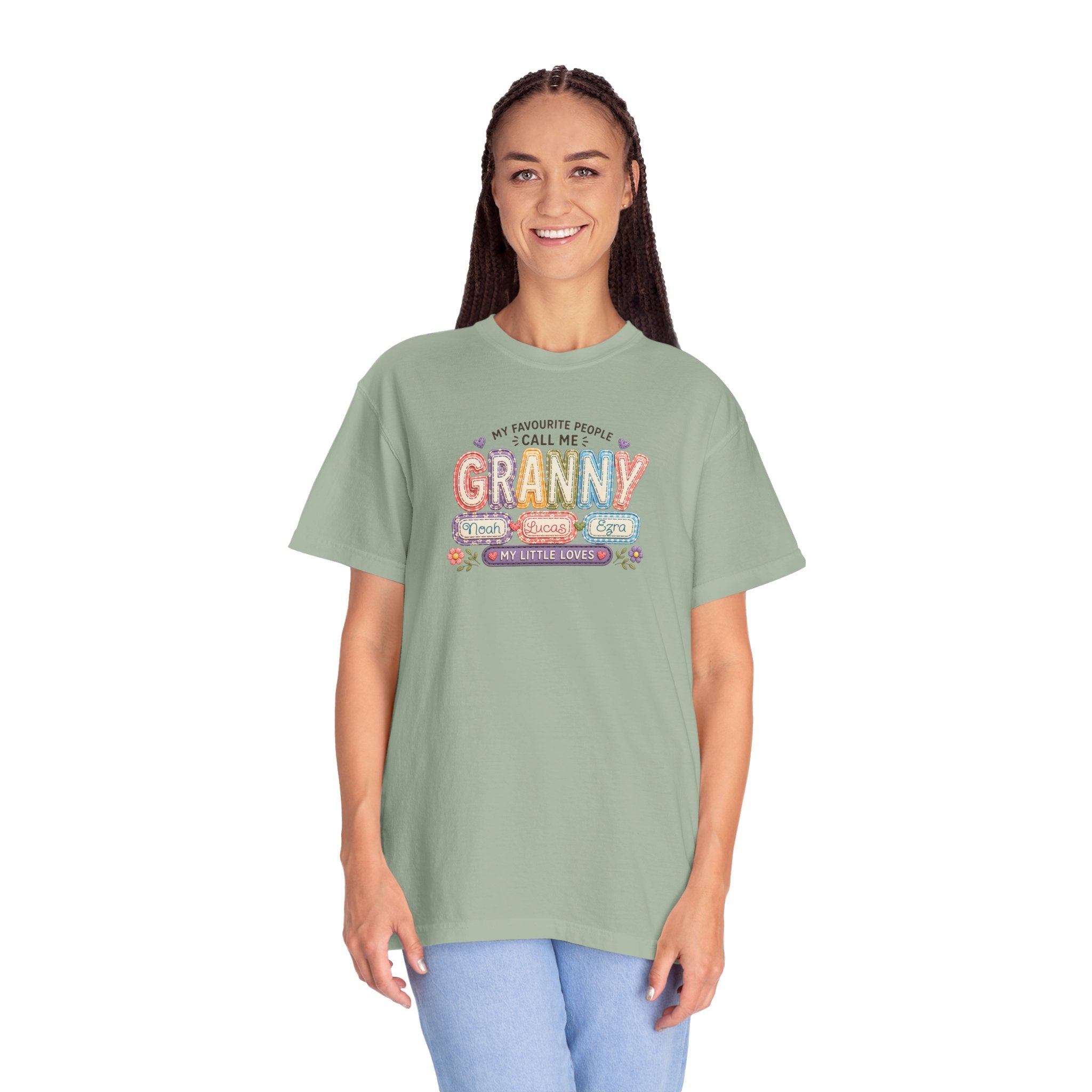 Granny Floral Retro Tee — "My Favourite People Call Me Granny"