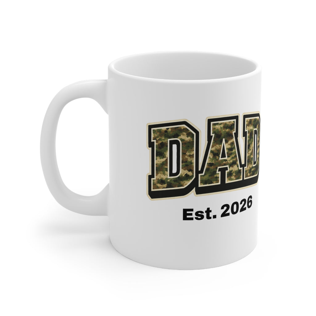 Dad Coffee Mug - Camo 'DAD' Design with Est. 2026, 11oz & 15oz Ceramic