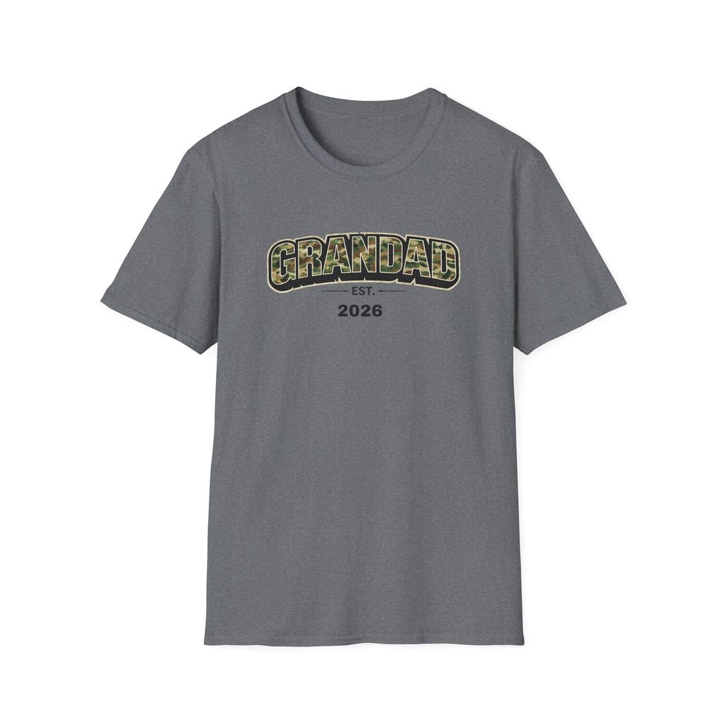 Granddad Est. 2026 T-Shirt — Camo Lettering Fathers Day Gift