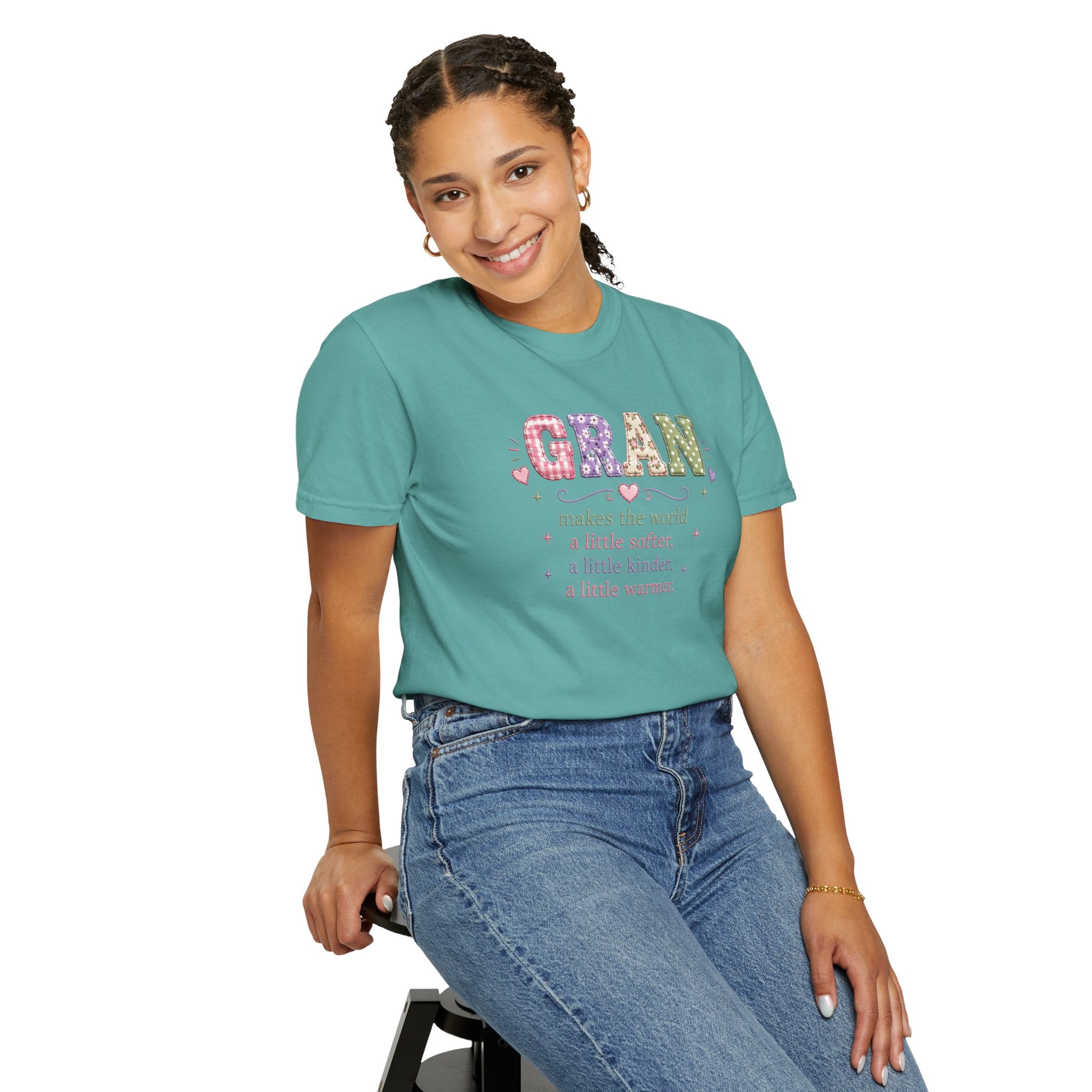 Gran Makes the World Softer T-Shirt – Gift for Grandma, Floral Vintage Lettering