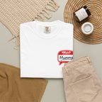T-Shirt — "Hello Mummy" Retro Name-Tag Graphic