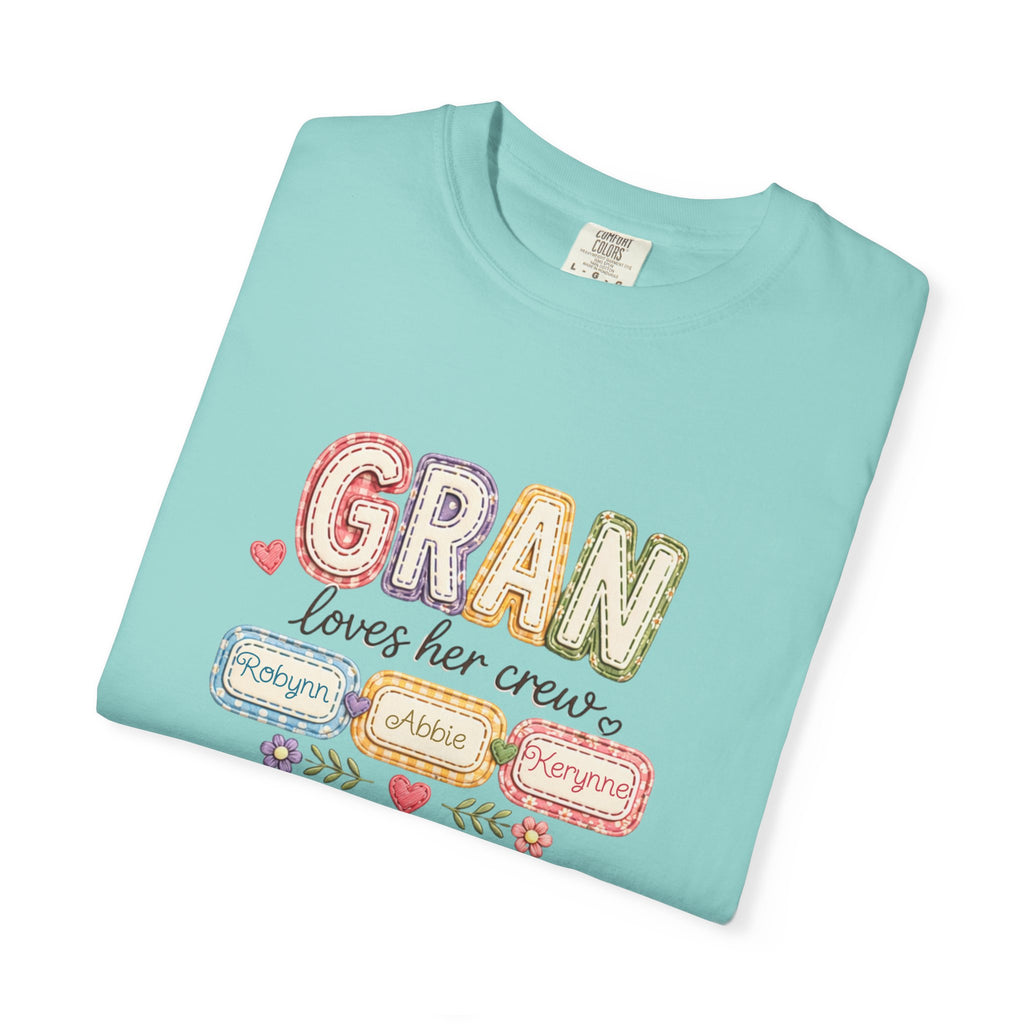 Gran Loves Her Crew T-Shirt — Personalized Grandma Family Names Tee
