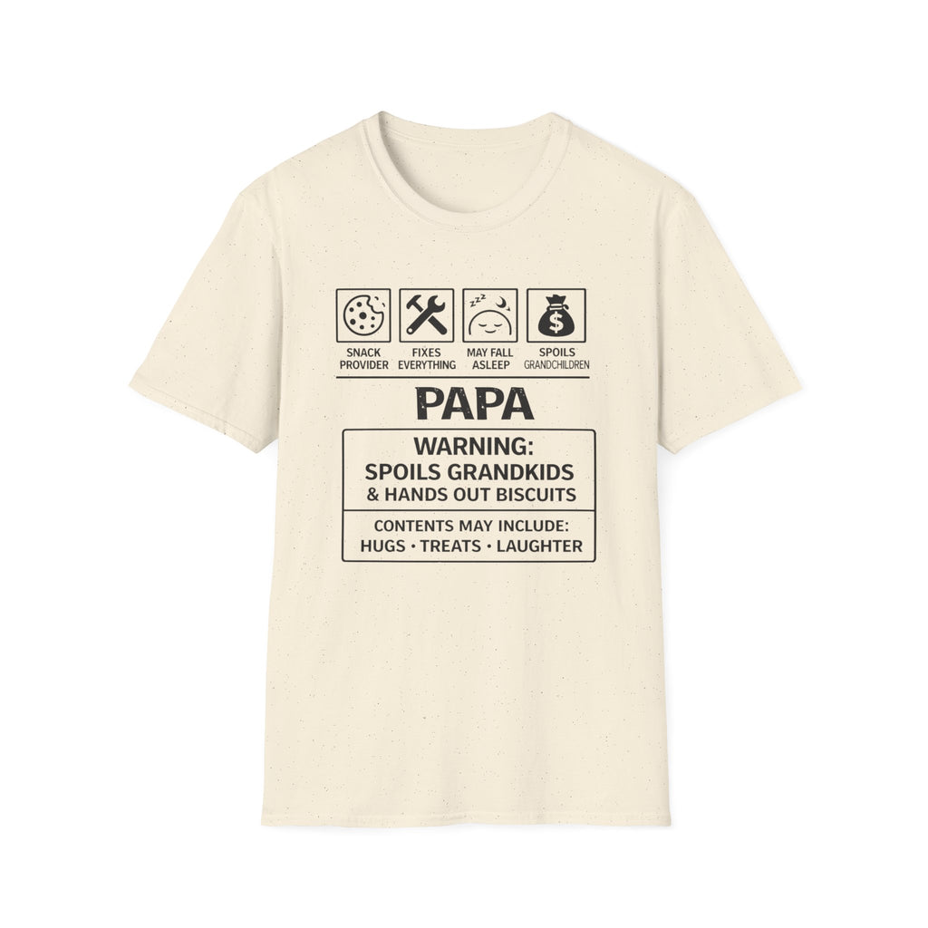 Papa Warning T-Shirt — Funny Grandpa Gift, 'Spoils Grandkids & Hands Out Biscuits' Tee