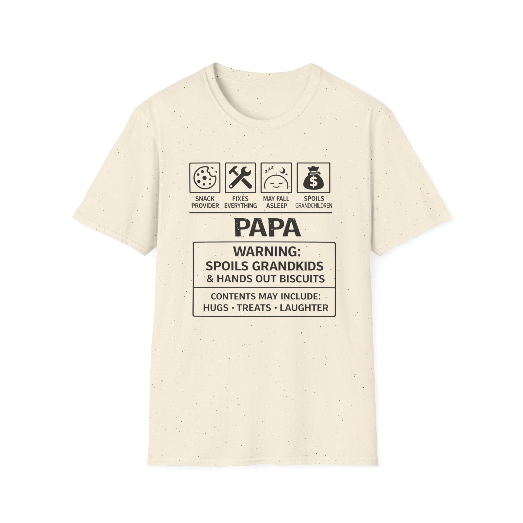 Papa Warning T-Shirt — Funny Grandpa Gift, 'Spoils Grandkids & Hands Out Biscuits' Tee