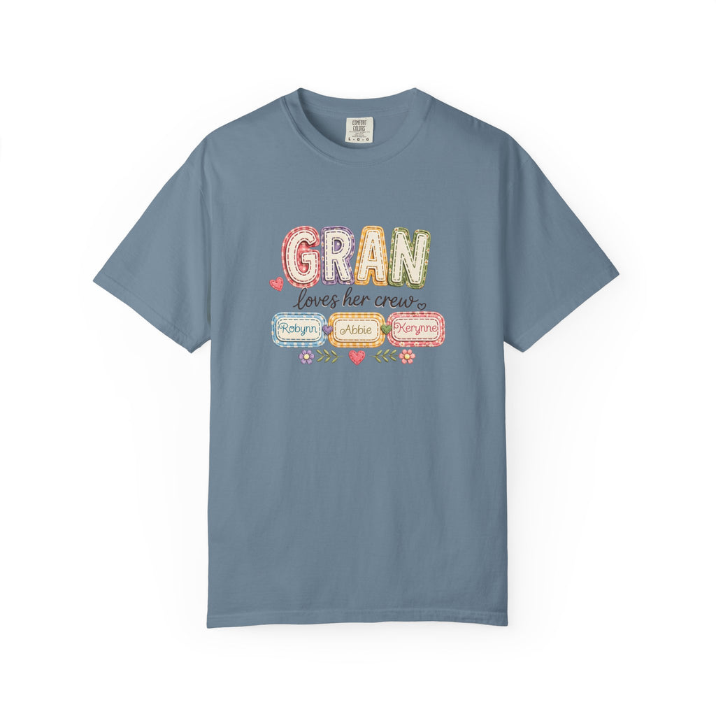 Gran Loves Her Crew T-Shirt — Personalized Grandma Family Names Tee
