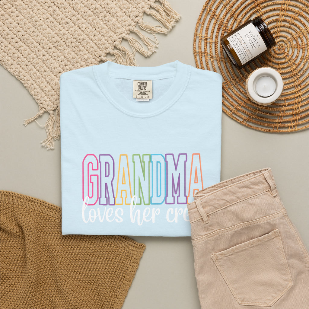 Grandma Pastel Rainbow T-Shirt — 'GRANDMA' Retro Lettering Tee