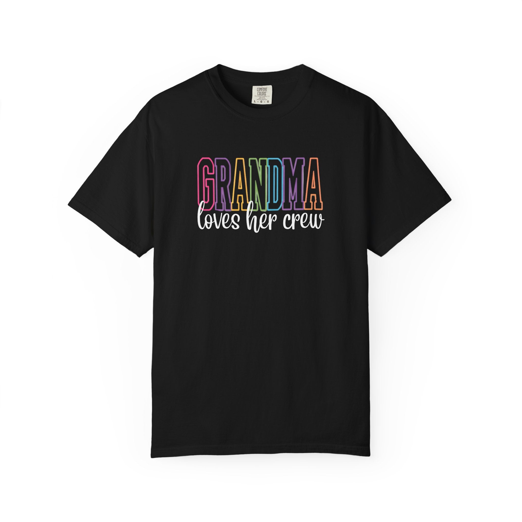 Grandma Loves Her Crew T-Shirt — Pastel Rainbow Grandma Gift