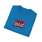 Super Dad T-Shirt – Union Jack Flag pattern Retro Comic Father’s Day Tee