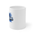 Super Grandpa Scotland Flag/Scottish themed Coffee Mug — Funny Blue Comic Burst 11oz Gift for Grandfather