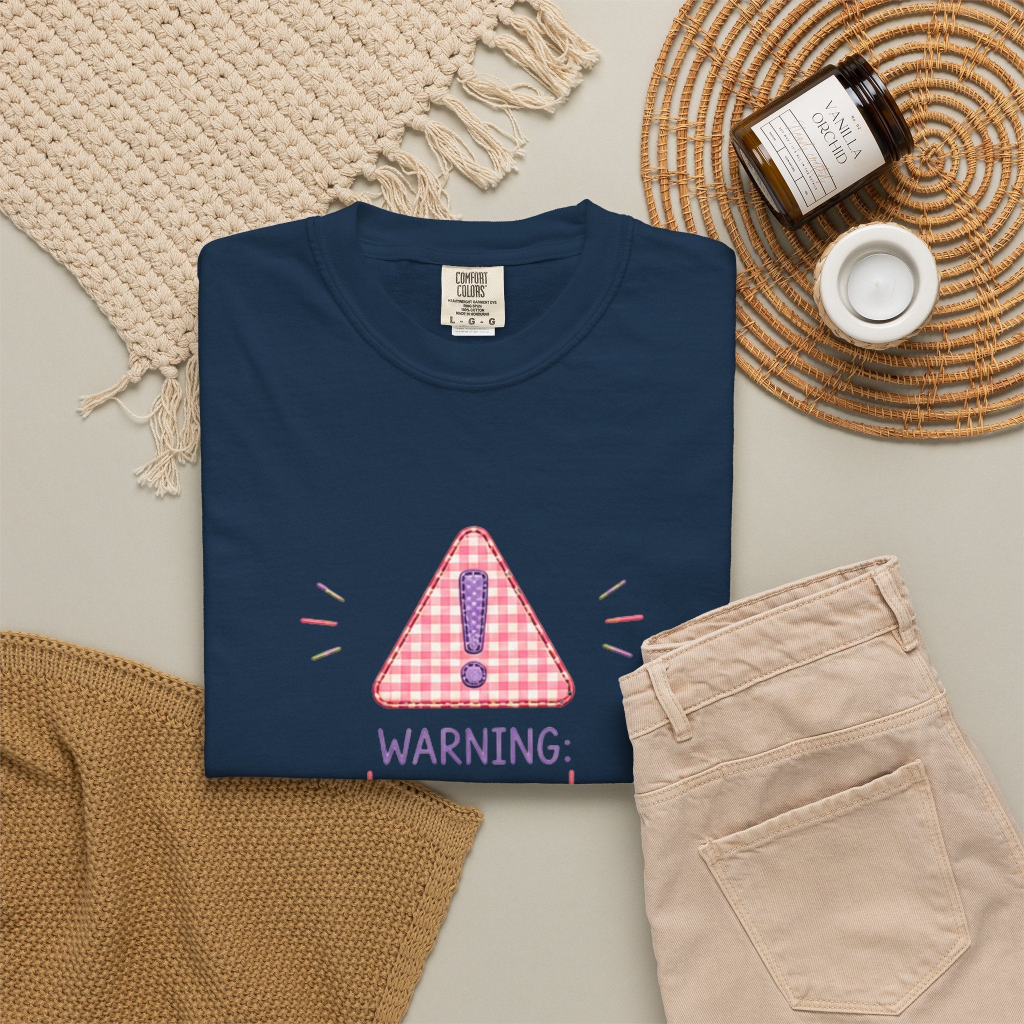 T-Shirt — "Warning: Hormonal" Cute Pink Gingham Alert Graphic