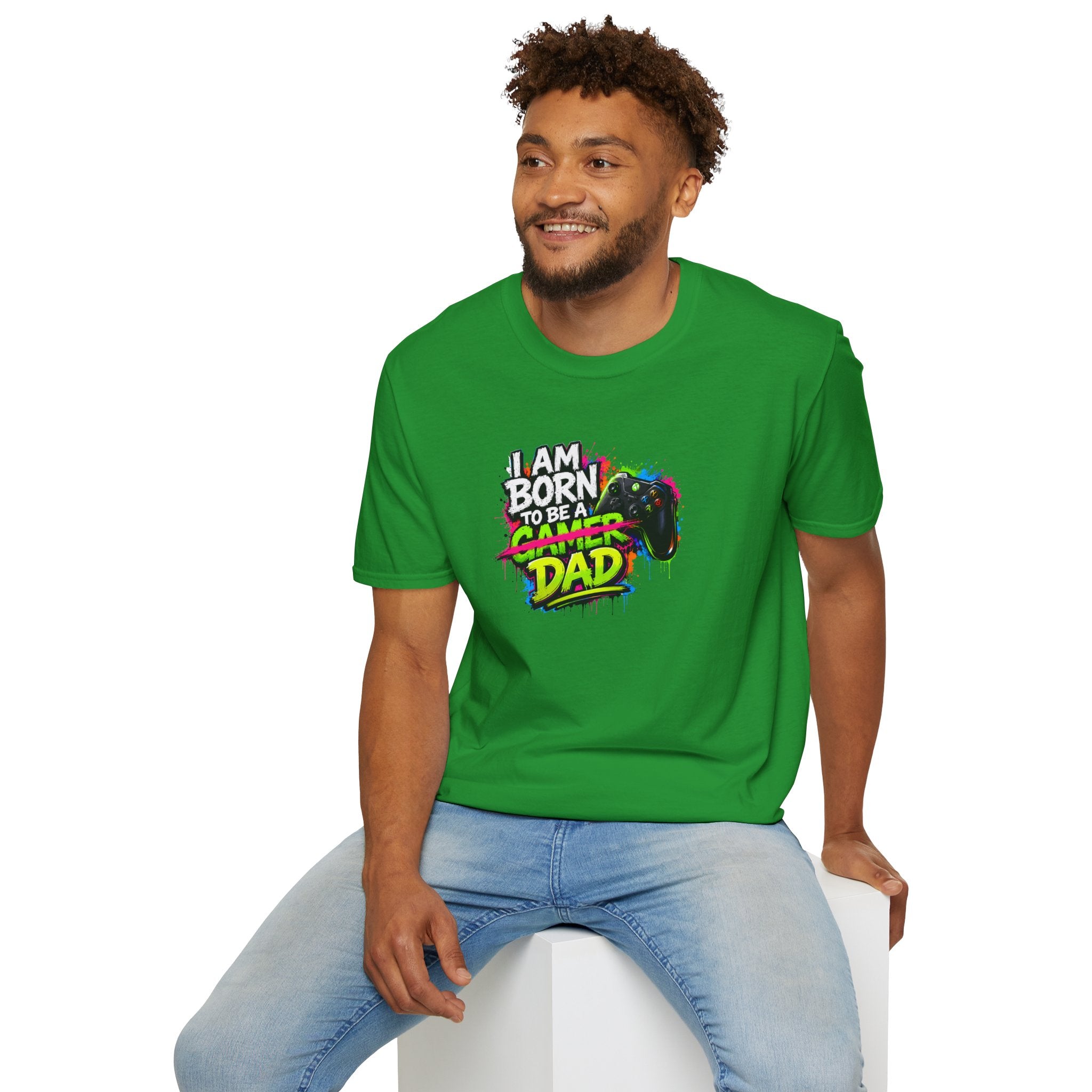"I Am Born To Be A Gamer Dad" Neon T‑Shirt