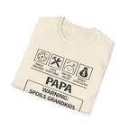 Papa Warning T-Shirt — Funny Grandpa Gift, 'Spoils Grandkids & Hands Out Biscuits' Tee
