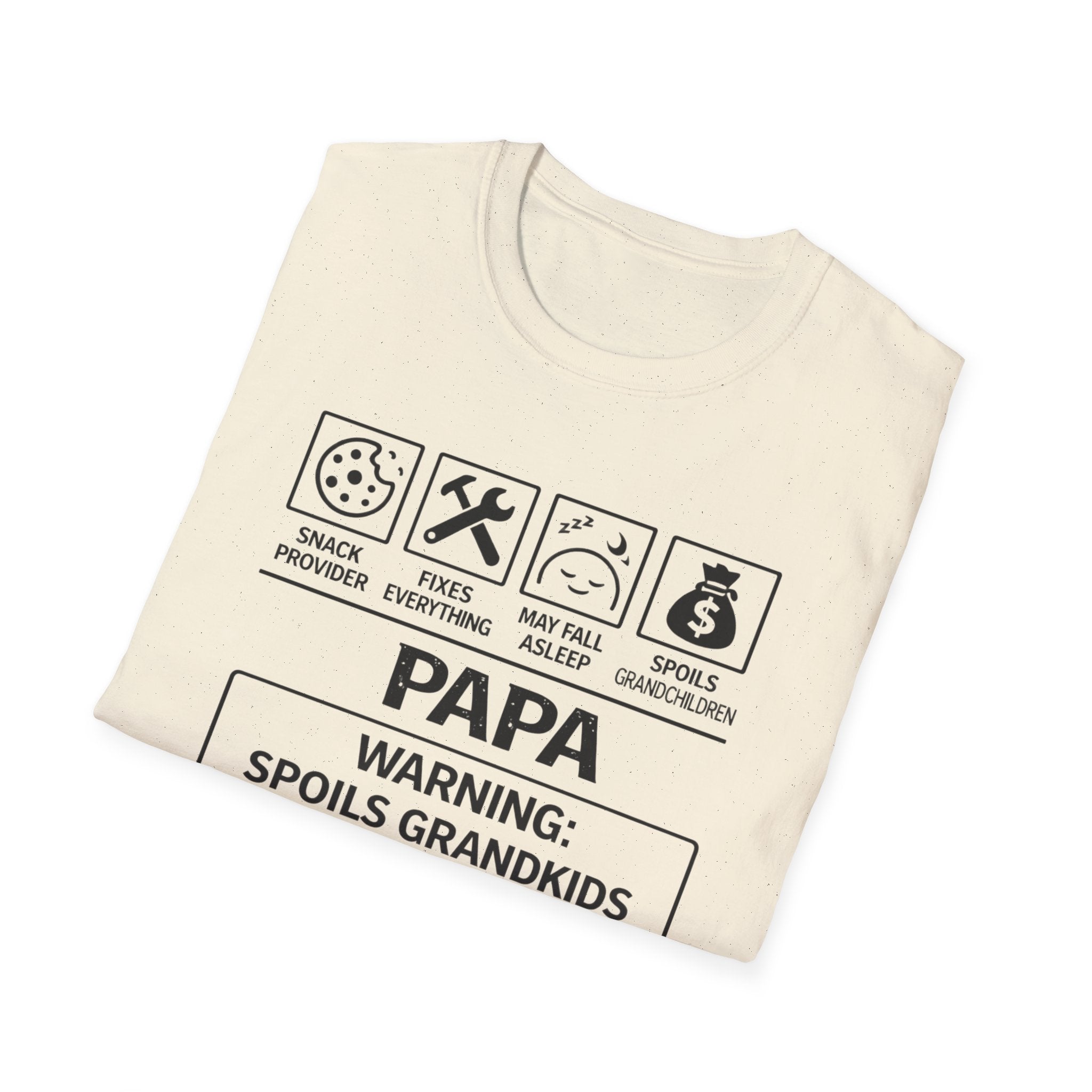 Papa Warning T-Shirt — Funny Grandpa Gift, 'Spoils Grandkids & Hands Out Biscuits' Tee