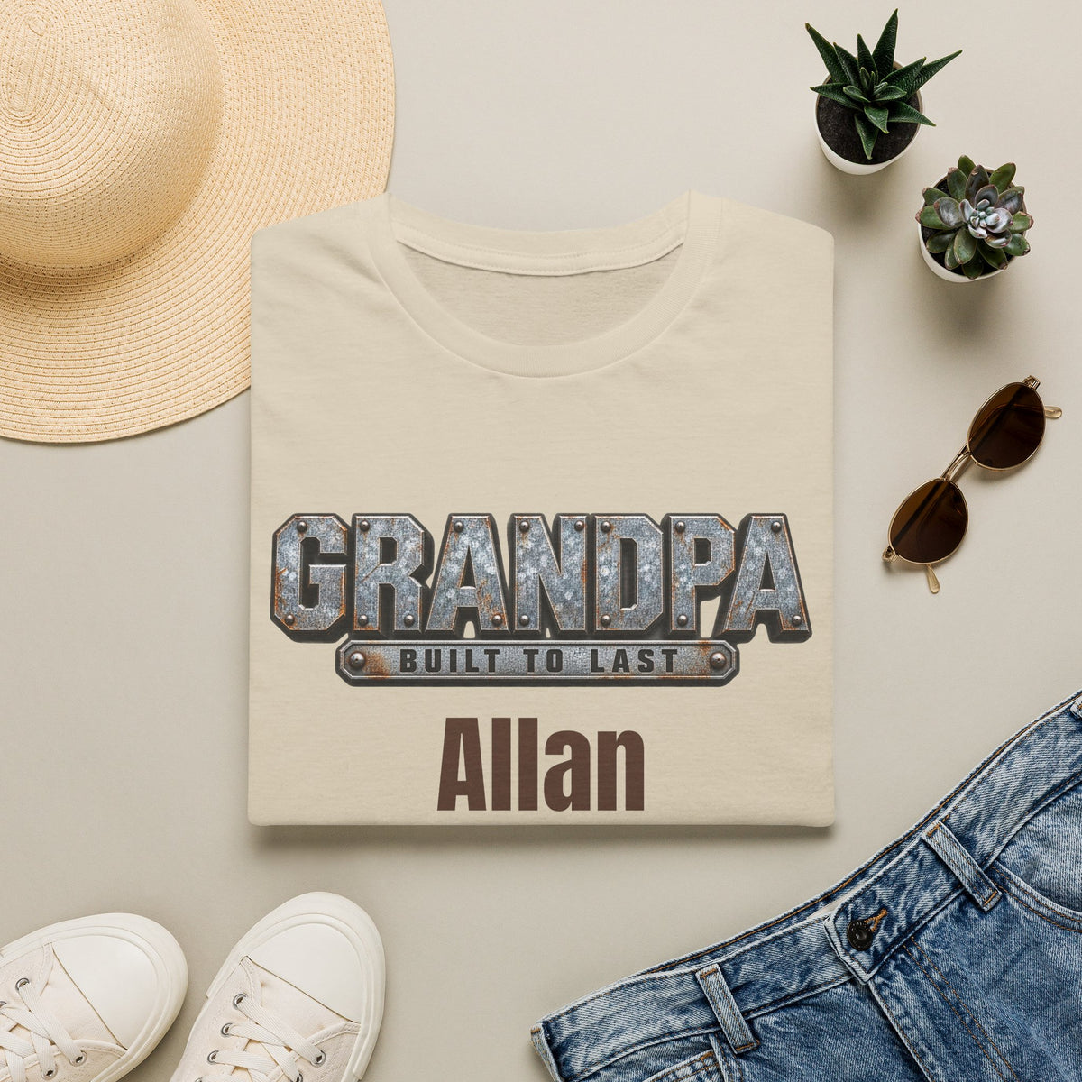 Grandpa "Built to Last" T-Shirt — Personalise