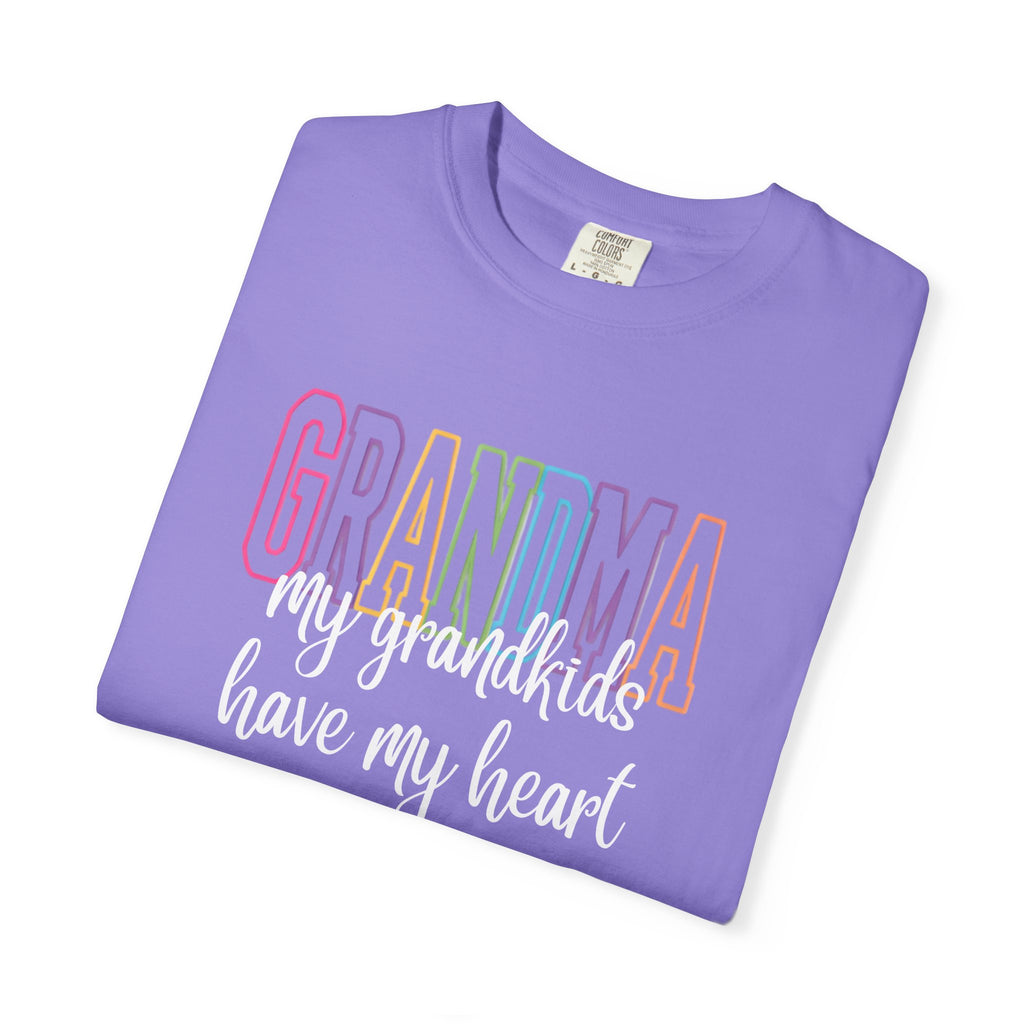 Grandma T-Shirt — "My Grandkids Have My Heart" Pastel Graphic Tee