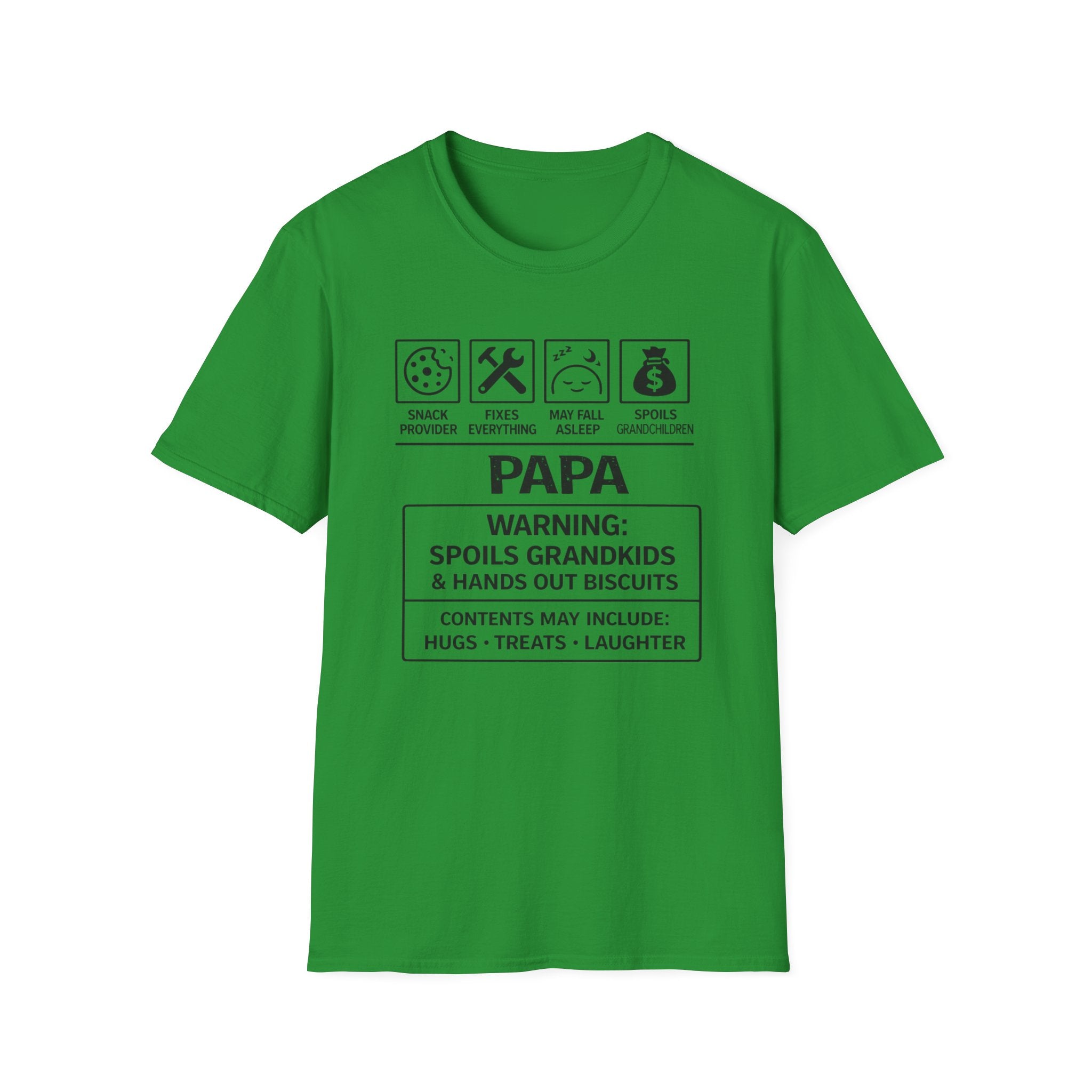 Papa Warning T-Shirt — Funny Grandpa Gift, 'Spoils Grandkids & Hands Out Biscuits' Tee