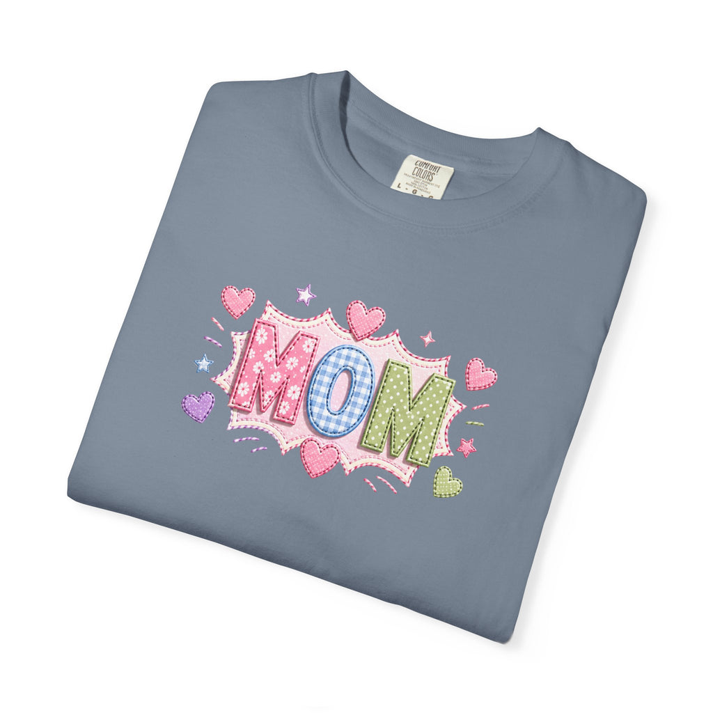 Mom Hearts T‑Shirt — Cute Pastel "MOM" Graphic Tee for Mother's Day & Everyday