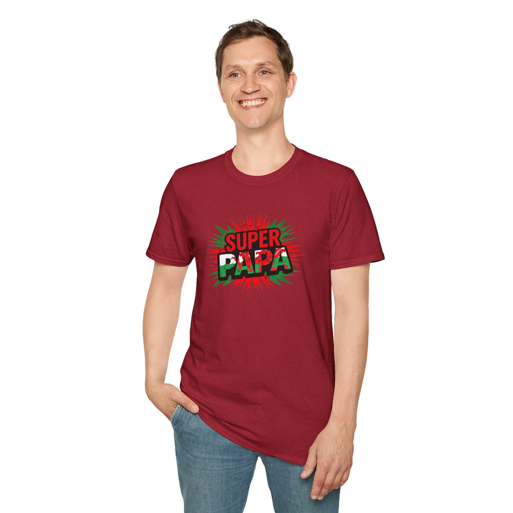 Super Papa Welsh Flag/ Wales themed Graphic T-Shirt — Father’s Day Comic-Style Dad Shirt