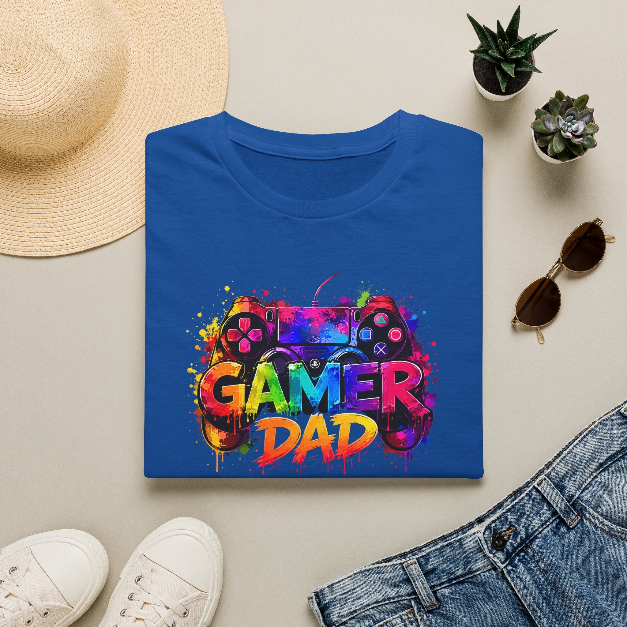 Gamer Dad Colourful Controller Design T-Shirt