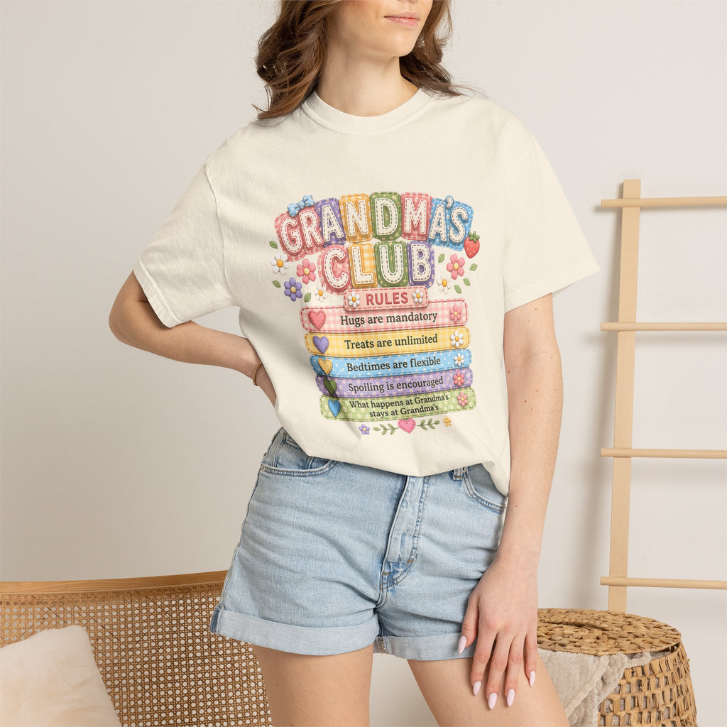 Grandma's Club T-Shirt — Cute Floral 'Grandma's Club' Rules Tee