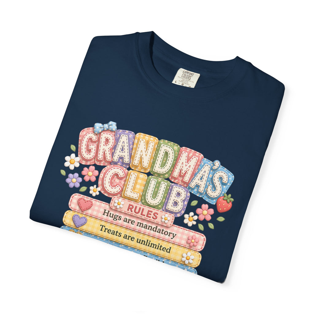 Grandma's Club T-Shirt — Cute Floral 'Grandma's Club' Rules Tee