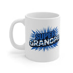 Super Grandpa Scotland Flag/Scottish themed Coffee Mug — Funny Blue Comic Burst 11oz Gift for Grandfather