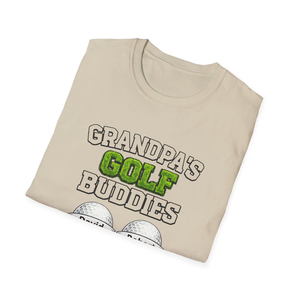 Grandpa’s Golf Buddies T-Shirt — Personalized Names on Golf Balls