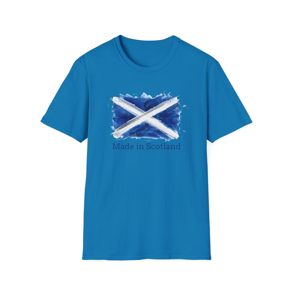 Made in Scotland T-Shirt — Watercolor Saltire Flag Tee