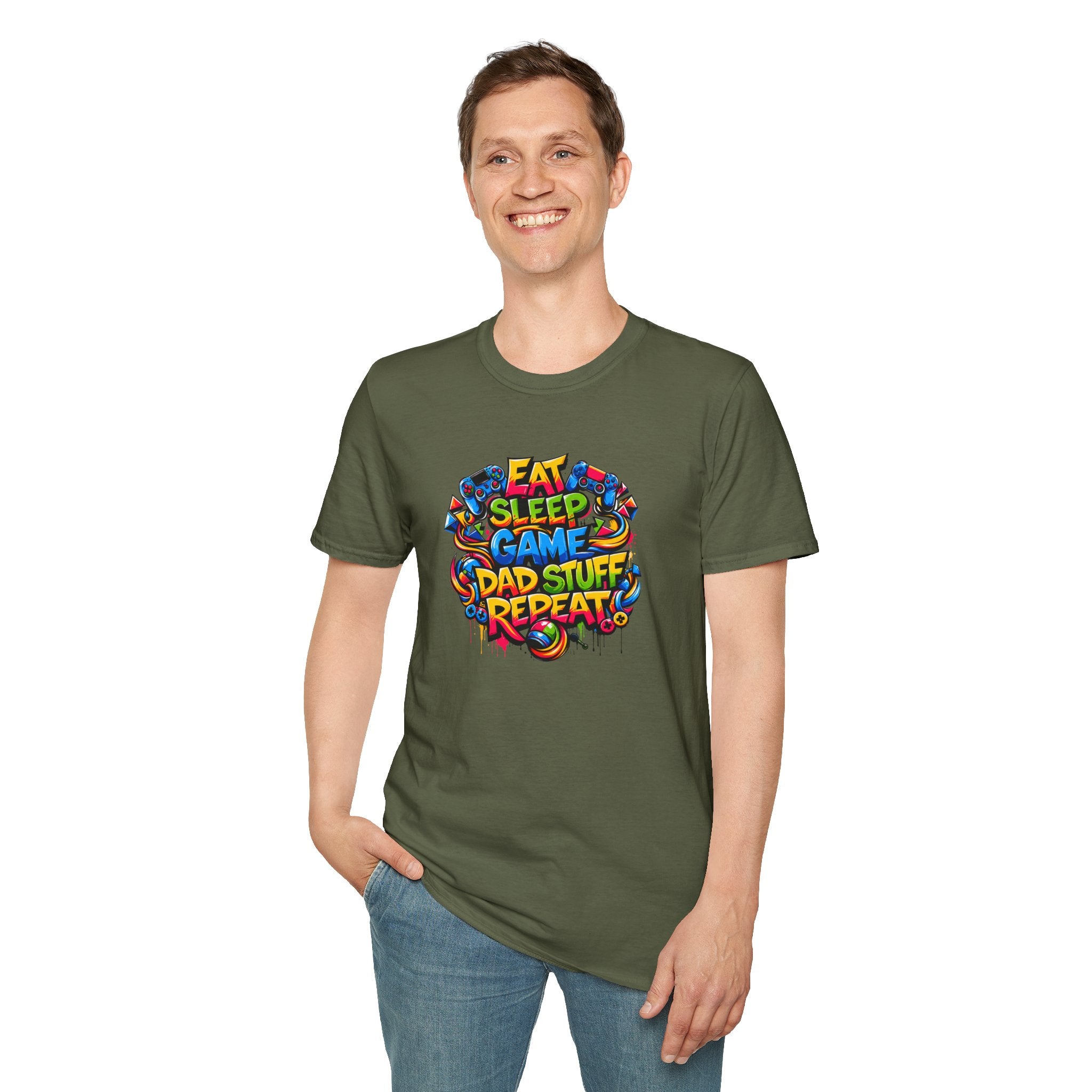 “Eat Sleep Game Dad Stuff Repeat” T-Shirt