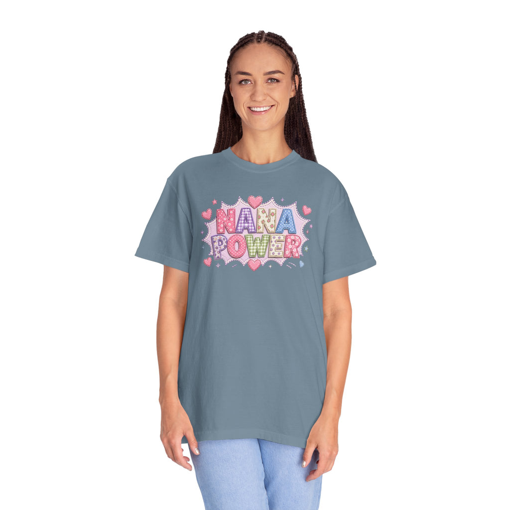 Nana Power T-Shirt — Playful Retro Heart Graphic for Grandmother Gifts