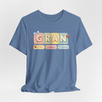Gran Retro Patch Tee — Personalized 'Gran' Name Blocks Short Sleeve Shirt